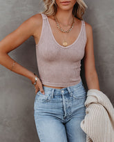PREORDER - Seaboard Ribbed Knit Crop Tank - Vintage Brown Ins Street
